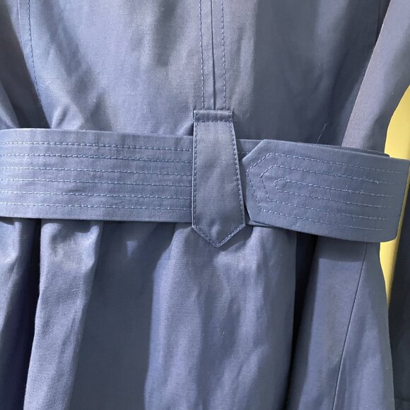 Express Blue Trench Coat Size XS with Wide Lapels and Epaulettes - Picture 8 of 9